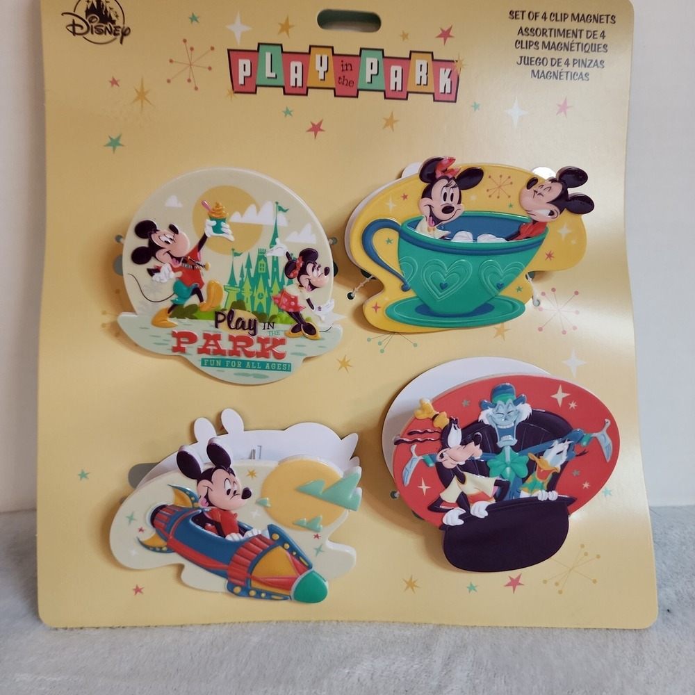 Set of 4 Disney Parks Play In The Park Fridge Magnet Chip Clips‎ Space Mountain
